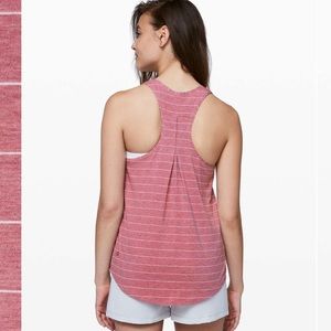 Lululemon Love Tank *Pleated Size 8 Stripe Heathered So Merlot White EUC